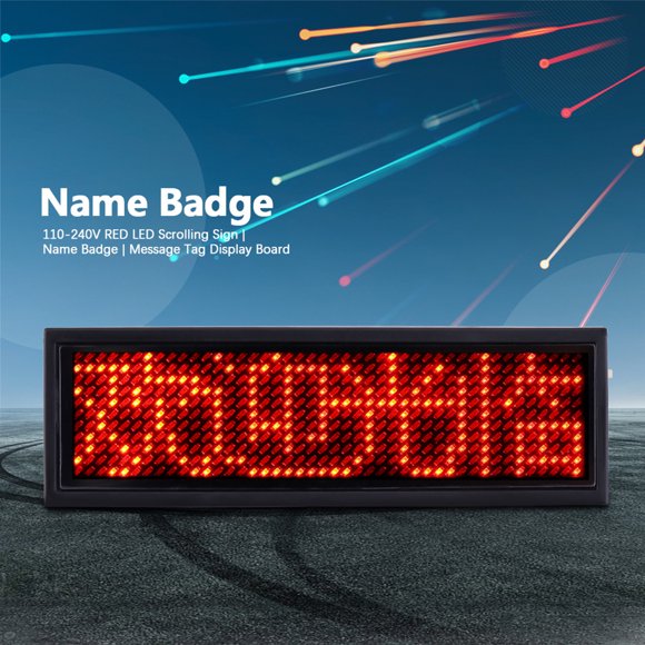 Red Digital Display Pin/Magnet Adsorption Scrolling Led Sign, Led Name Badge, Station, Airport, Shopping Malls Hotels, Banks, Restaurants, Cafes