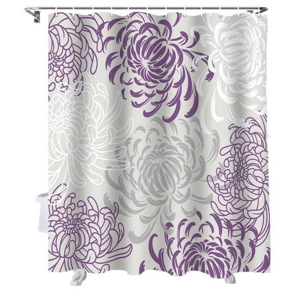 Shower Curtain Purple Floral Shower Curtains for Bathroom Bathtub, Waterproof Fabric Shower Curtain Set with Hooks, Extra Long 72" x 78" Gradient Abstract Flowers