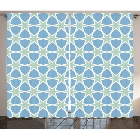 - Moroccan Decor Curtains 2 Panels Set, Mosaic Pattern With Repeating Glazed Zellige Art Figures Stars Roman Inspirations, Living Room Bedroom Accessories, By Ambesonne