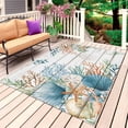thumbnail image 4 of Outdoor Rug 3x5 ft Coral Seagrass Outdoor Large Area Rug Non Slip Rubber Eucalyptus Starfish Shell Wood Front Door Mat RV Rug Camping Carpet Patio Outdoor Rugs for Backyard Balcony Deck Porch Indoor, 4 of 9