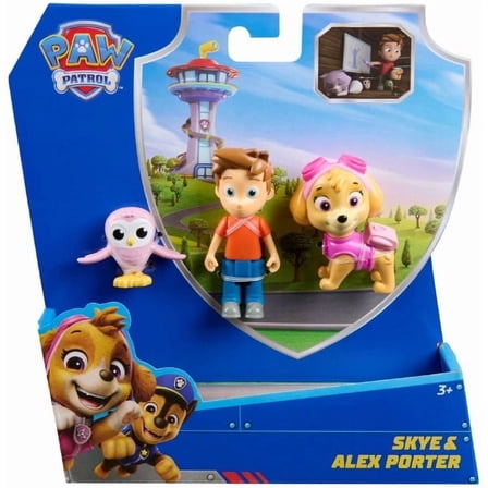 Paw Patrol Skye & Alex Porter Figure Pack with Lil Hootie Toy Figure, Kids Toys for Boys & Girls Ages 3 and Up