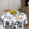 thumbnail image 6 of Blue Floral Round Table Cloth - Navy Leaf Tablecloth 60 Inch Botanical Plant Table Cloth Spring Summer Table Cover for Home Kitchen Party Picnic Dinner, 6 of 6