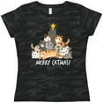 thumbnail image 3 of Inktastic Merry Catmas with Cat Tree and Yellow Star Women's T-Shirt, 3 of 5