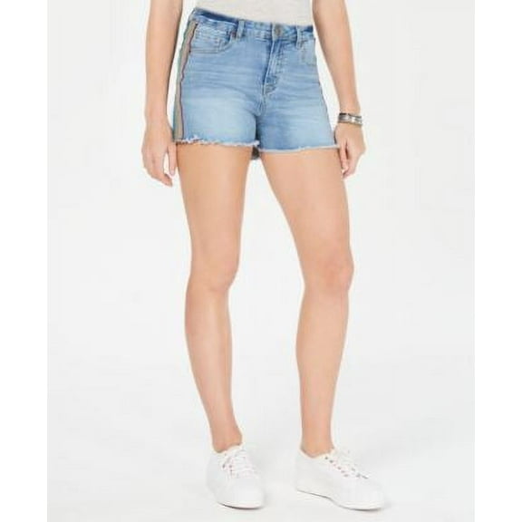 dollhouse Juniors Denim Rainbow Stripe Cutoff Shorts;11