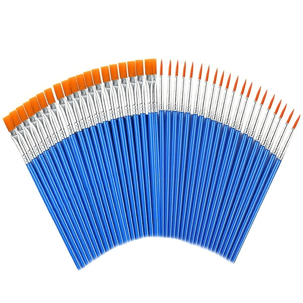 60 Pcs Paint Brushes Bulk for Kids, Round Flat Small Brush Set for Art