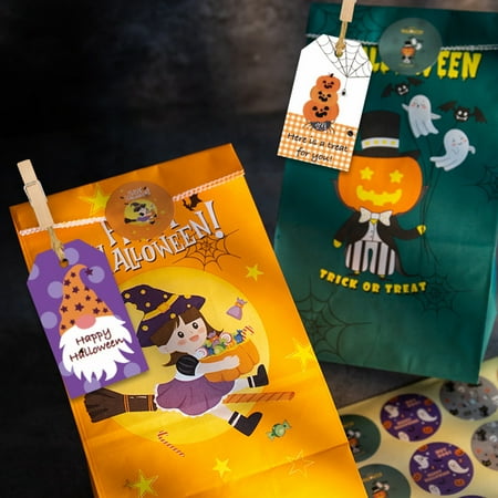 

Shulemin 1 Set Halloween Gift Tags Enhance Atmosphere Jam Halloween Themed Print Candy Bag Tags for Home