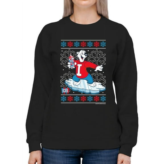 Snowy Cool Vibes - ICEE Bear Snowboarding Graphic Sweatshirt Women's
