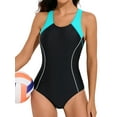 thumbnail image 1 of Charmo One Piece Athletic Racerback Swimsuit Women Slimming Bathing Suits Color Block Training Swimwear for Women, 1 of 6
