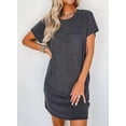 thumbnail image 2 of Womens Casual Summer Crewneck Short Sleeve Ribbed Mini Tshirt Dress, S-2XL, 2 of 11