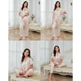 thumbnail image 5 of Womens Silk Satin Pajamas Set 2pcs Short Sleeve Button Down Pajama Set Womens Satin Sleepwear Set with Long Pant Womens Soft Loungewear Set, S-XXL, 5 of 10