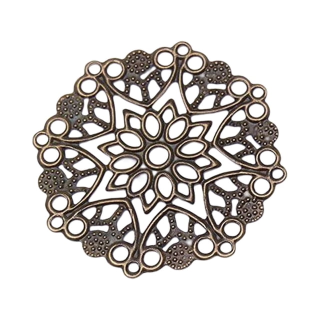 pitrice 100 Pcs 33mm Assiette Ronde Creuse Accessoire de Fabrication de Bijoux pour Épingle à Cheveux Collier Or Blanc Bronze