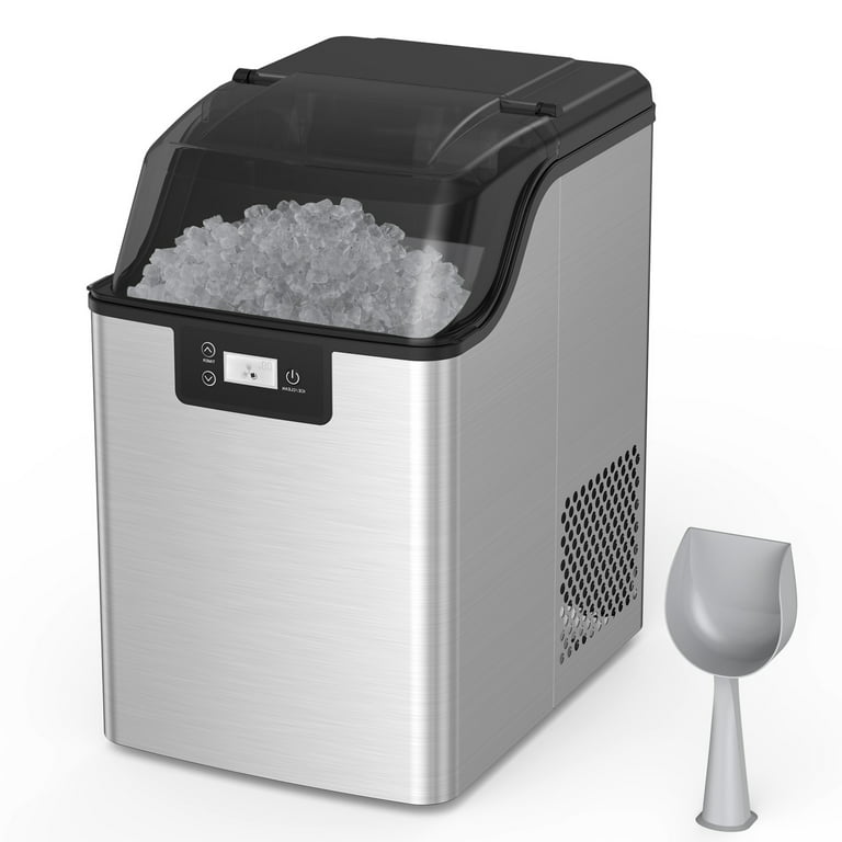 Philergo Nugget Ice Maker Countertop, 33lbs/24H with Self-Cleaning Function  for Home/Kitchen/Office, Black 