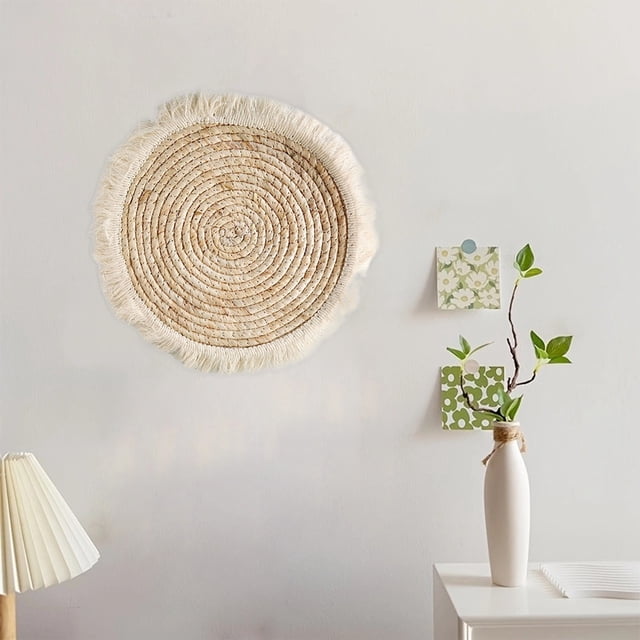 mtvxesu Handmade Rattan Woven Circular Wall Hanging Decoration for Living Room, 36X36 Inches, 1 Piece