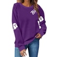 thumbnail image 1 of NMMUED Chandails d'Halloween pour Femmes, T-Shirts à Manches Longues pour Femmes, Cadeaux d'Halloween pour Femmes, Chandail à Col Rond Surdimensionné pour Femmes, Hauts d'Halloween pour Femmes, Chandails Graphiques, Violet TG, 1 of 4