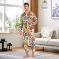 thumbnail image 6 of FORMRS Onesies Pajama for Adults Unisex Hoodie Winter Jumpsuit One Piece Sleepwear, Sizes S-2XL, Vibrant Flowers Pattern, 6 of 7