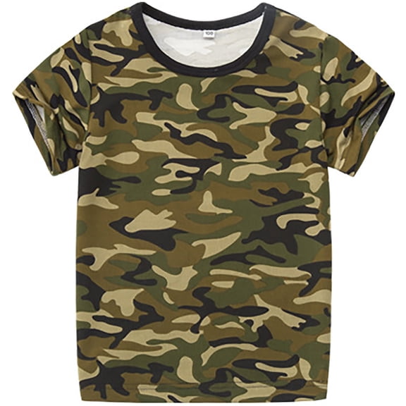 XFHLMJFF Boys Camouflagess T-Shirt Camo Short Sleeve Tee Shirt Vacations For Boys Girls 2 14 Years Leisure Child Dailywear