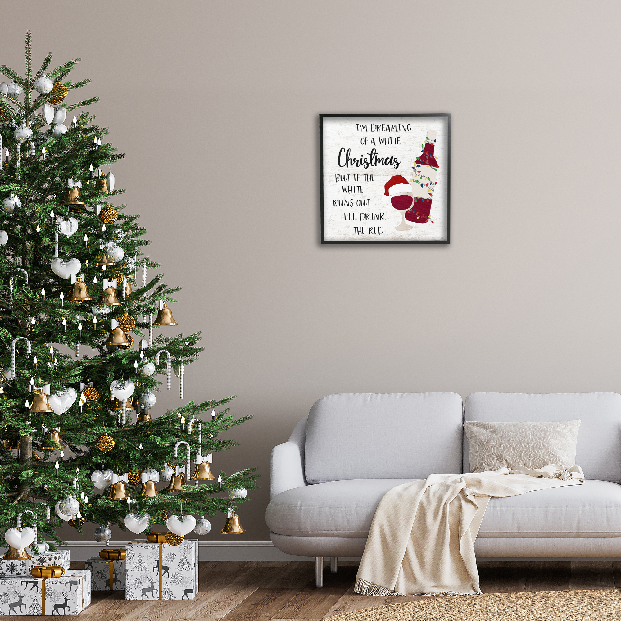 Stupell Industries Drink The Red Christmas Holiday Painting Black Framed Art Prints Wall Art, 24 x 24