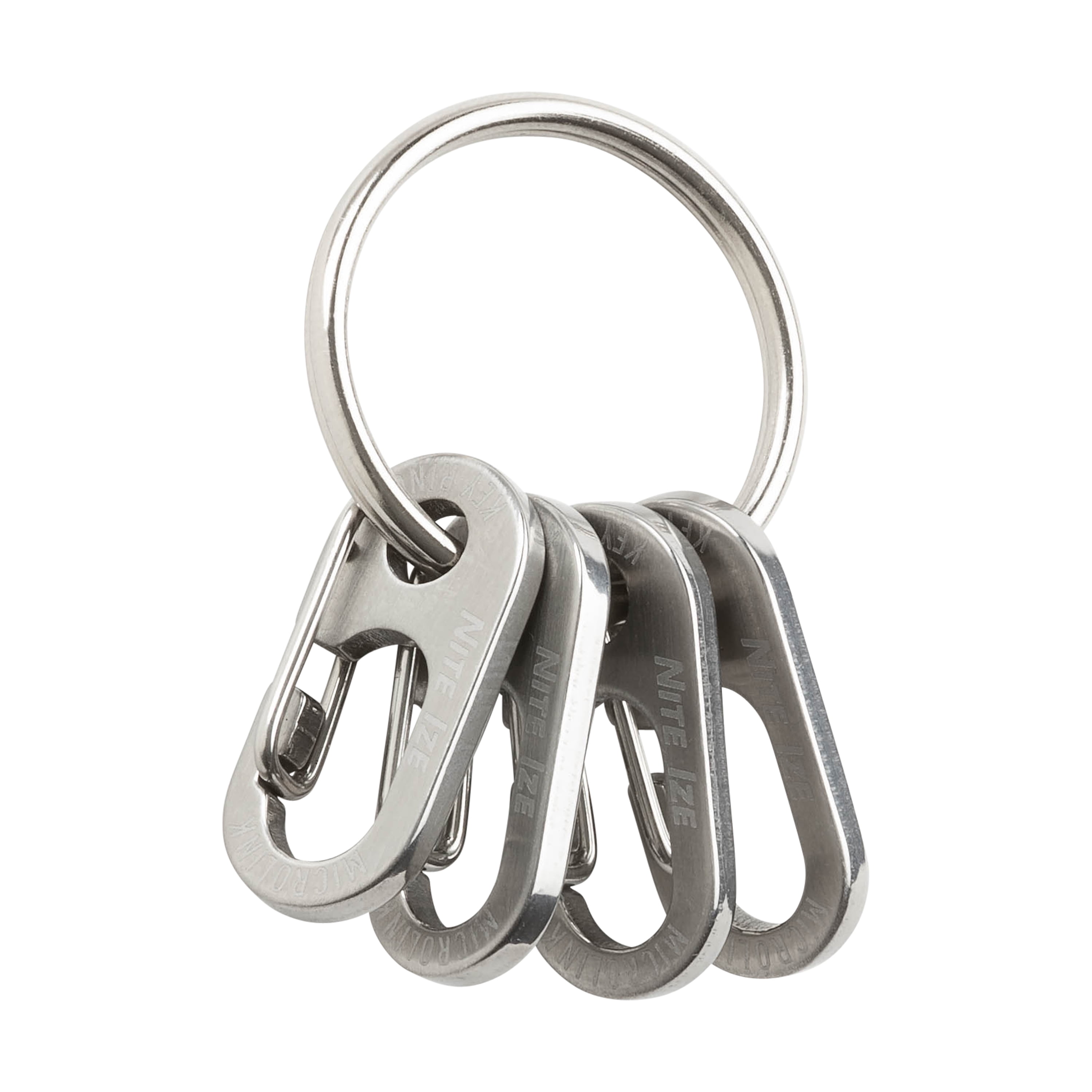Nite Ize KeyRing MicroLink - Keychain Ring with Small Carabiners - Key Holder & Organizer Accessories - Heavy-Duty & Stainless Steel S-Biner Key Clips with Key Ring - 2 Pack