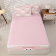 thumbnail image 4 of Homewish Cartoon Bow Ghost Zipper Twin Comforter Sets with Fitted Sheet and 2 Pillowcases for Girls, Halloween Skull Ribbon Zipper Bedding Set, Pink Reversible, 4-Piece, 4 of 6