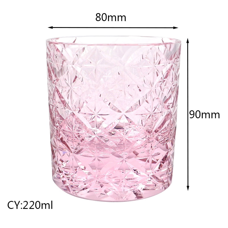 Pink Crystal Japanese Design Whiskey and Beer Glass for Cold Drinks Wine Glass  With Gift Pack 8oz