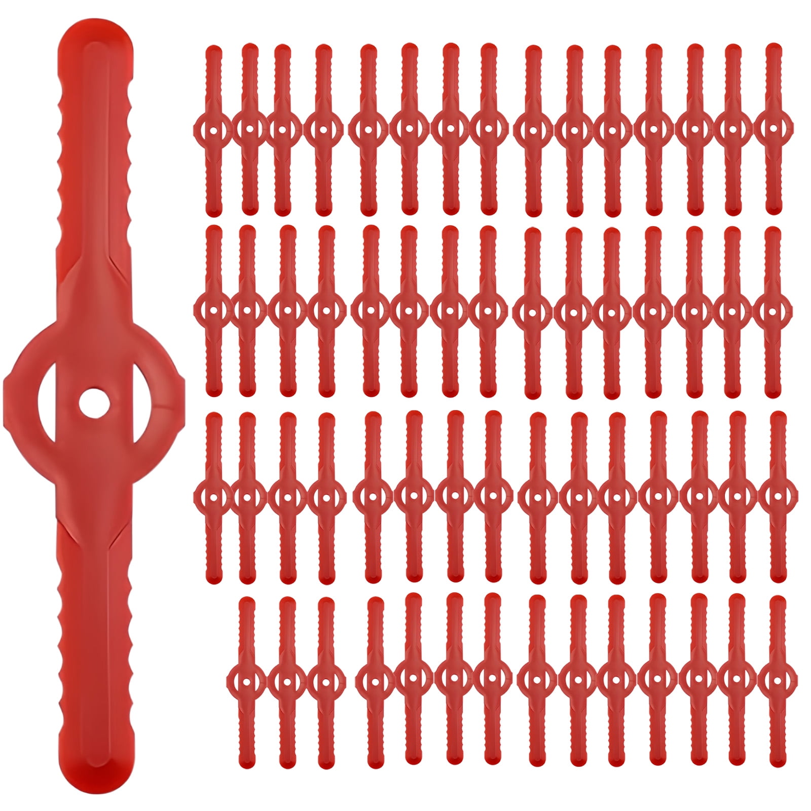 60 Pcs String Trimmer Head Blades Replace, Weed Eater Wacker Blades Plastic Replacement, Universal Weed Warrior Trimmer Head, Cutter Accessories for Grass Trimmer Lawn Mowers, Red