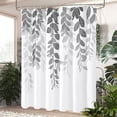 thumbnail image 2 of Grey Eucalyptus Shower Curtain for Bathroom, Watercolor Leaves on The Top Plant Shower Curtain Gray White Botanical Decorative Fabric Shower Curtain Set with Hooks 72x72 Inch, 2 of 6