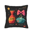 thumbnail image 4 of Set of 2 Decorative Throw Pillow Covers 18x18in - Black Background with Orange ' Volim ' Pink Bow Colorful Stars & Swirls for Couch Bed Car, 4 of 8