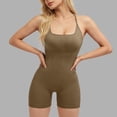 thumbnail image 5 of Maqroz Women's Backless Strappy Romper Seamless Athletic Jumpsuit for Yoga Gym Workout, Cross Back Bodysuit With Compression Bottoms, 5 of 7