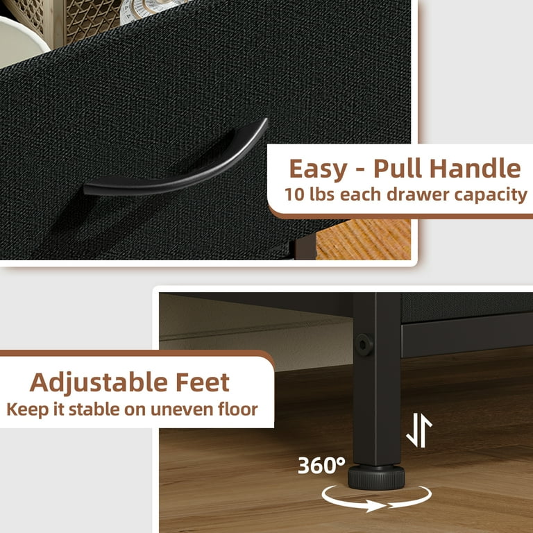Eunos Black Nightstand with 2 Fabric Drawers photo 7