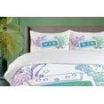 thumbnail image 4 of Ambesonne Hipster Duvet Cover Sets, Audio Cassette Tape, 2-King, Blue Mint Purple, 4 of 7