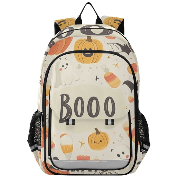 FORMRS Unisex School Backpack 17" Student Travel Bag with Laptop Compartment, Halloween Cute Pumpkins