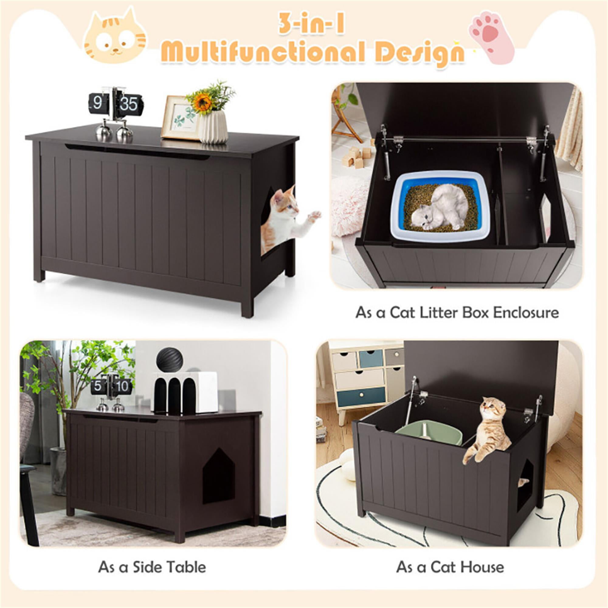 Kadyn 31" Cat Litter Box Enclosure, Dog-Proof Cat House with Cover for Large Cats, Hidden Cat Litter Box Furniture, Brown