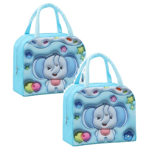Oleegame 2 Pcs Sac de Rangement pour Produits Sac Isotherme Sac à Lunch Sac à Lunch Chiot Brun (Isolation 3D) Bleu