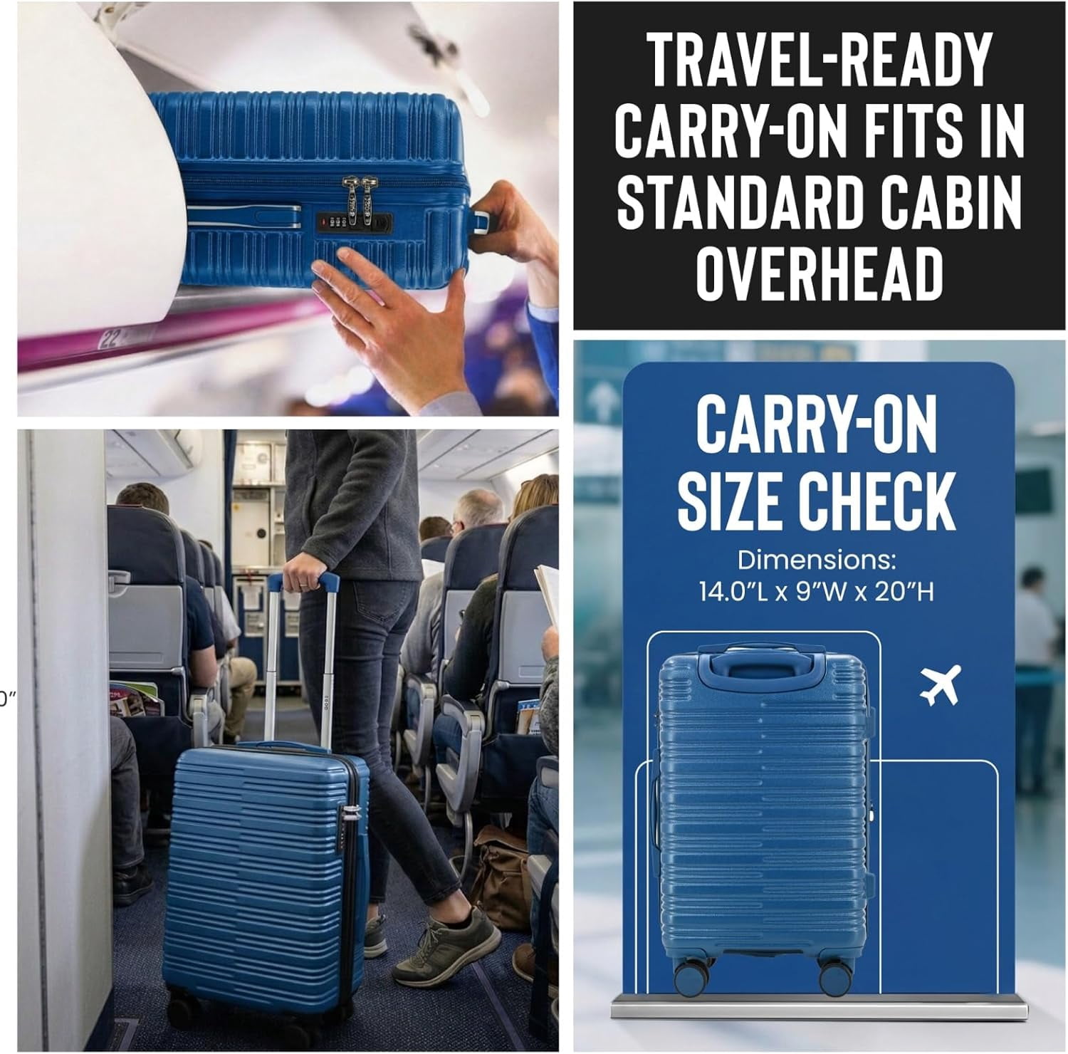Romeo 20 Inch Carry-On Expandable Hardside Luggage, Bliss Blue