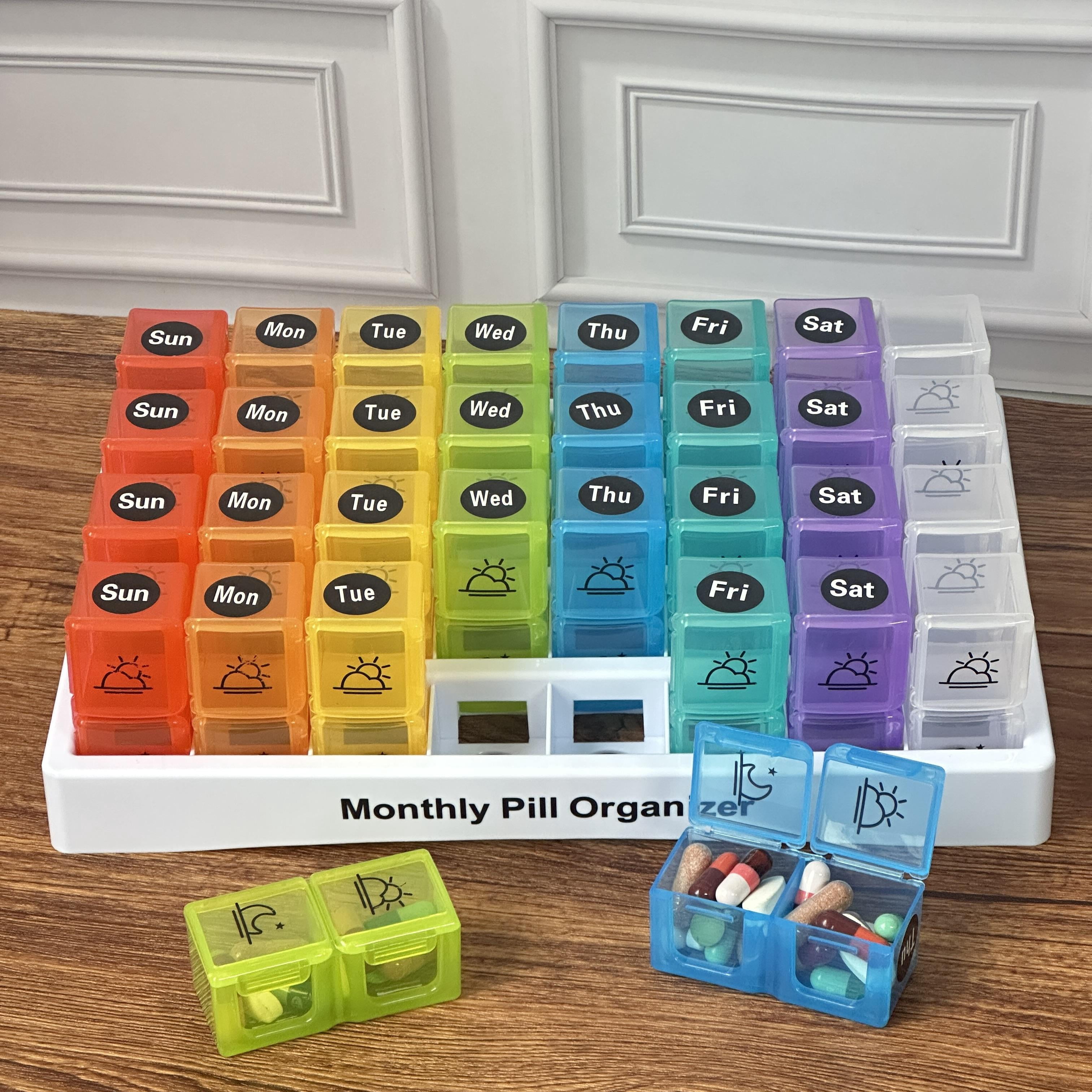 Never Miss a Dose | 31-Day High-Capacity Pill Organizer, 32 AM/PM BPA-Free Compartments | Portable Travel Medication Box
