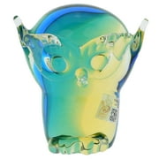 GlassOfVenice Murano Glass Owl - Amber Aqua
