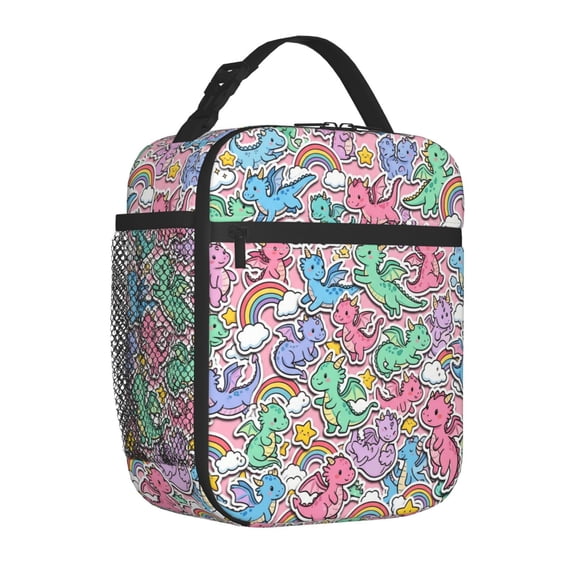 Cute Dinosaur Lunch Bag Reusable Zipper Closure Leakproof Insulated Lunch Box Cooler Tote Bag Food Container Snack Bag