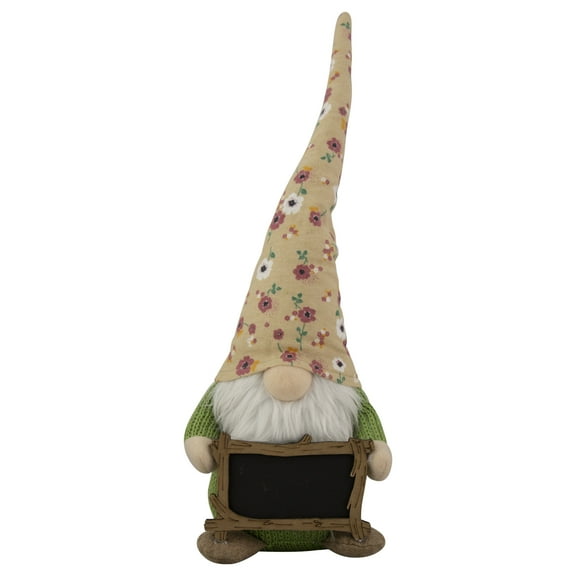 Northlight 16" Yellow Floral Springtime Gnome with Message Board