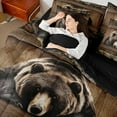 thumbnail image 4 of Castle Fairy Wildlife Bear Twin Bedding Sets 7-Piece for Teens Adults,Jungle Animal Bedding Comforter Set Microfiber,Vintage Cabin Aesthetic Breathable Sheet Sets,Lightweight Room Decor,Reversible, 4 of 8