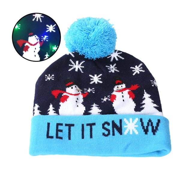 Qarigey Gorro de Navidad LED, suéter, gorro de punto, gorro de punto con luz navideña, regalo de Navidad para niños, adornos de Año Nuevo 2021 Sombreros muñeco de nieve 2 Qarigey AP000294-06