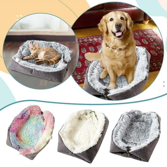 1Pc Pet Bed Pet Mat Machine Washable Plush Dog Bed Calming Dog Cat Bed Soft and Fluffy Cuddler Pet Cushion Self Warming Puppy Beds Cushion