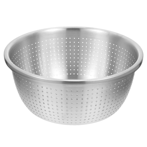 GOOHOCHY Colador de cocina: Cuenco de acero inoxidable - Cesta de drenaje de 26 cm - Colador de arroz para lavar y escurrir verduras, frutas y pasta.
