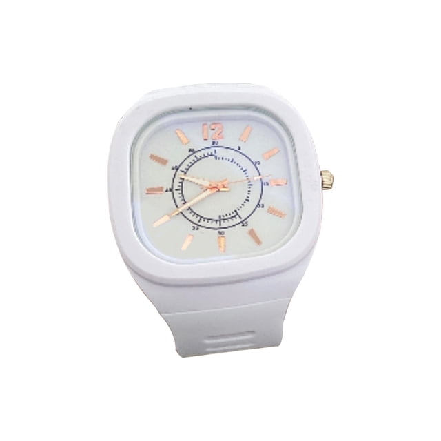 Jumpingount Esfera de forma cuadrada, correa de goma ajustable de estilo Simple informal, reloj de moda, decoración de mano, reloj de para mujeres y Relojes Jumpingount AP011938-00