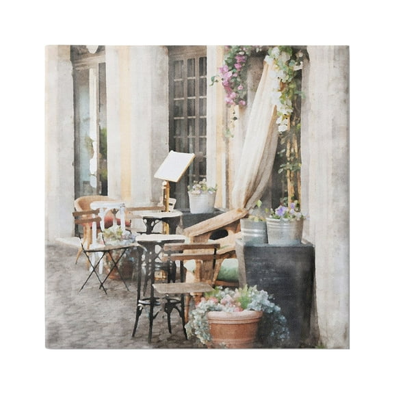Stupell Industries Floral Patio View Travel & Places Painting Gallery Wrapped Canvas Print Wall Art, 17 x 17