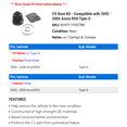 thumbnail image 2 of CV Boot Kit - Compatible with 2002 - 2006 Acura RSX Type-S 2003 2004 2005, 2 of 2
