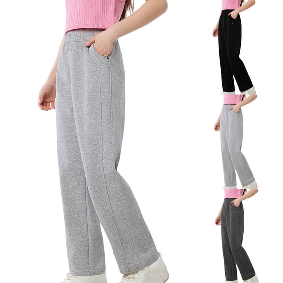 Agkizg Boys Girls Wide Leg Sweatpants Fall Solid Casual Joggers Pull-on Pants for Teen, Sizes 3-4 Years