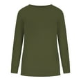 thumbnail image 4 of VANLOFE Women's Solid Color Long Sleeve Sweatshirt Crewneck Sweatshirt for Women Women's Fashion Warm Army Green Sweatshirt 2XL, 4 of 6