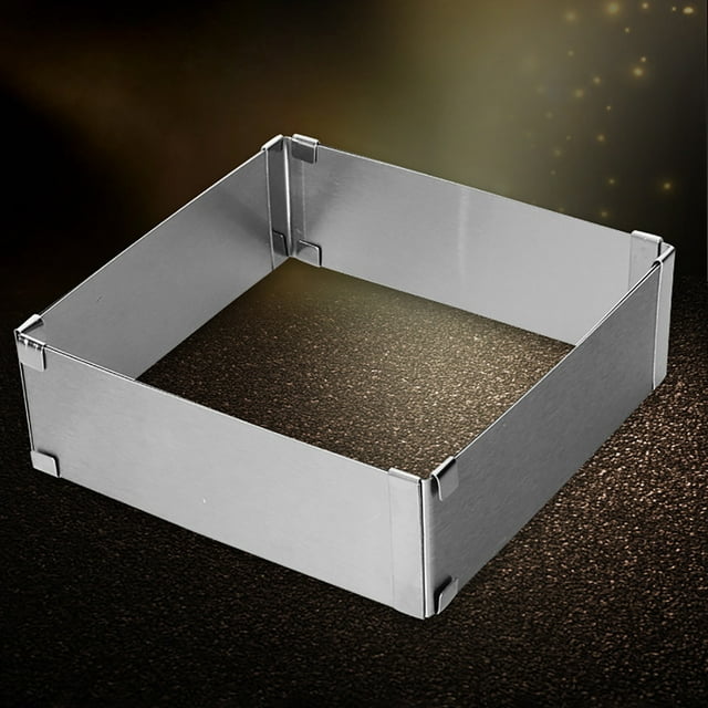 pdqouc Adjustable Stainless Steel Cake Mould Baking Square form Ring Home Versatile Non-stick Silicone Mould for Baking, Perfect for Bread, Cakes, and More in the Kitchen