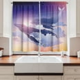 thumbnail image 2 of Ambesonne Whale Kitchen Curtains, Dreamy Night with Clouds, 55"x39", Peach Lilac Dark Blue, 2 of 3