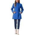 thumbnail image 3 of INSPIRE CHIC Women's Coat Mid Length Stand Collar Single Breasted Winter Outerwear Overcoat Sea Blue XL, 3 of 7